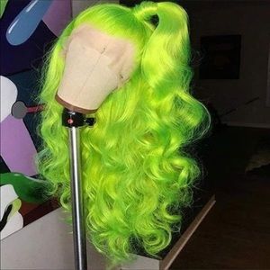 Lime Green Glow In The Dark 22" Lace Wig